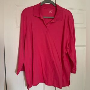 Appleseed Woman’s pink Long Sleeve Cotton Polo